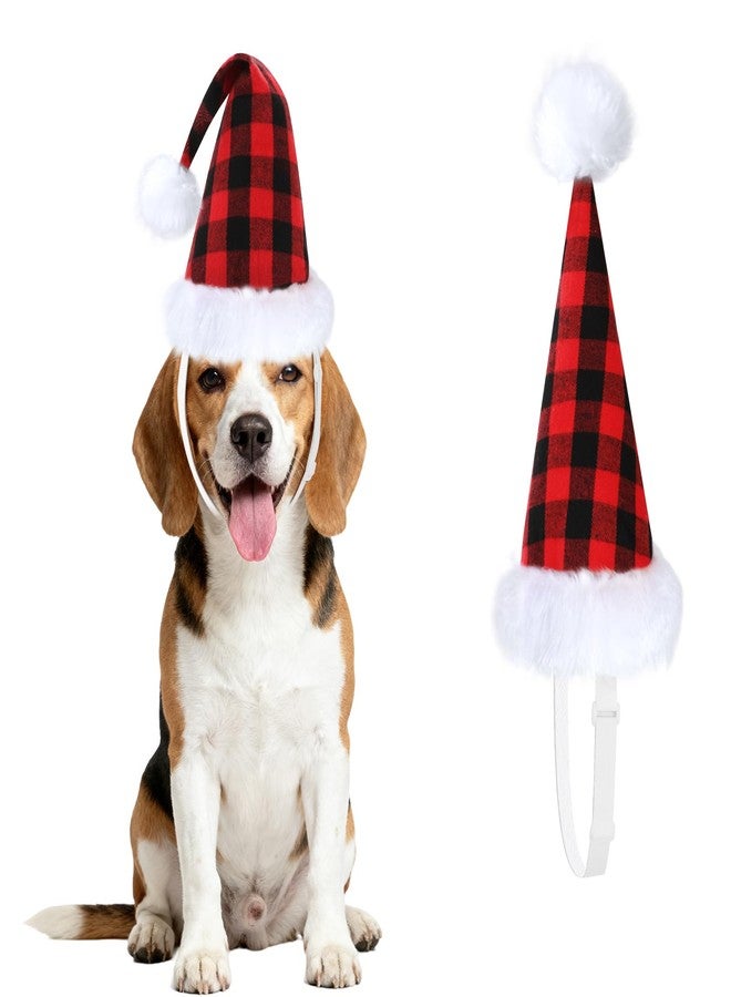 Rypet Dog Santa Hat, Adjustable Christmas Santa Claus Pet Christmas Hat Diameter 4.3" Height 8.6", Red Christmas Hats for Small to Medium Dogs and Cats - Image 1